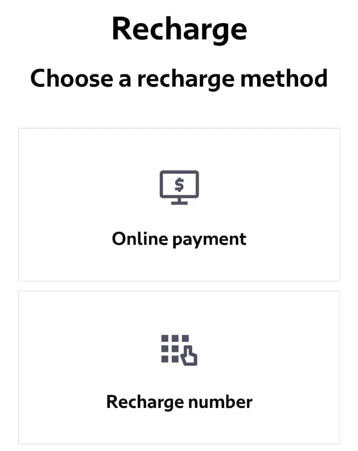 choose a payment method for salik recharge whether online payment or recharge number