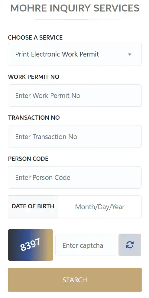 enter personal details to get a labour card number