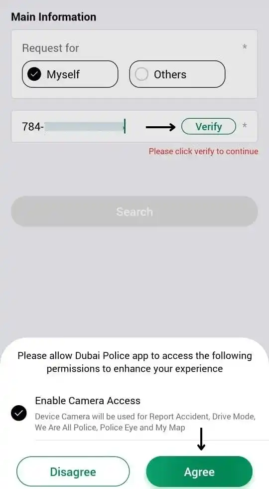 Enter emirates ID and verify it
