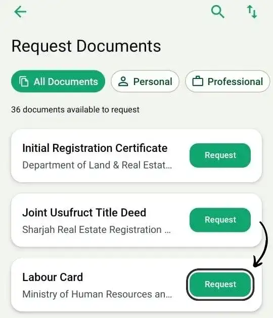 request labour card step using UAE pass app