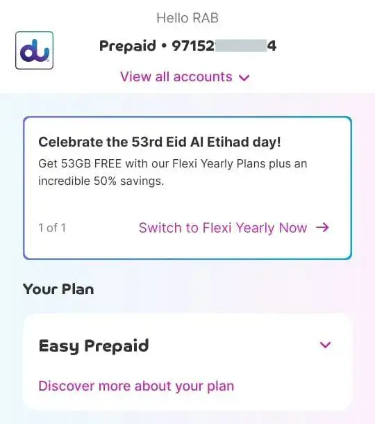check du number using the du mobile app