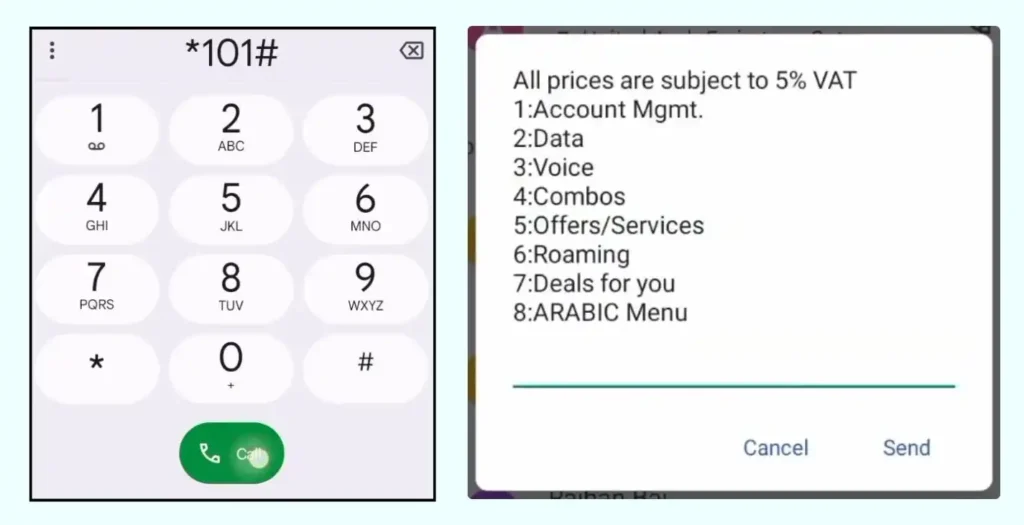 Step 1 and 2 to check Etisalat number